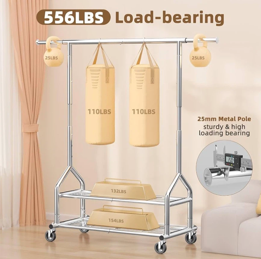 Heavy-Duty Rolling Clothes Rack - photo 2