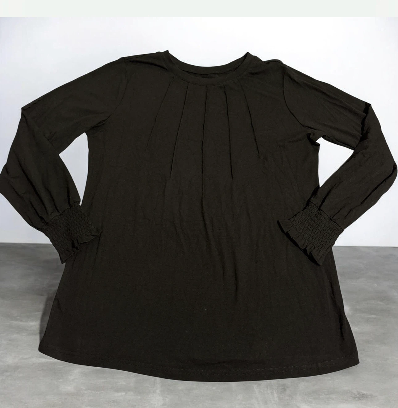 Black Pleated Long Sleeve Top - photo 3