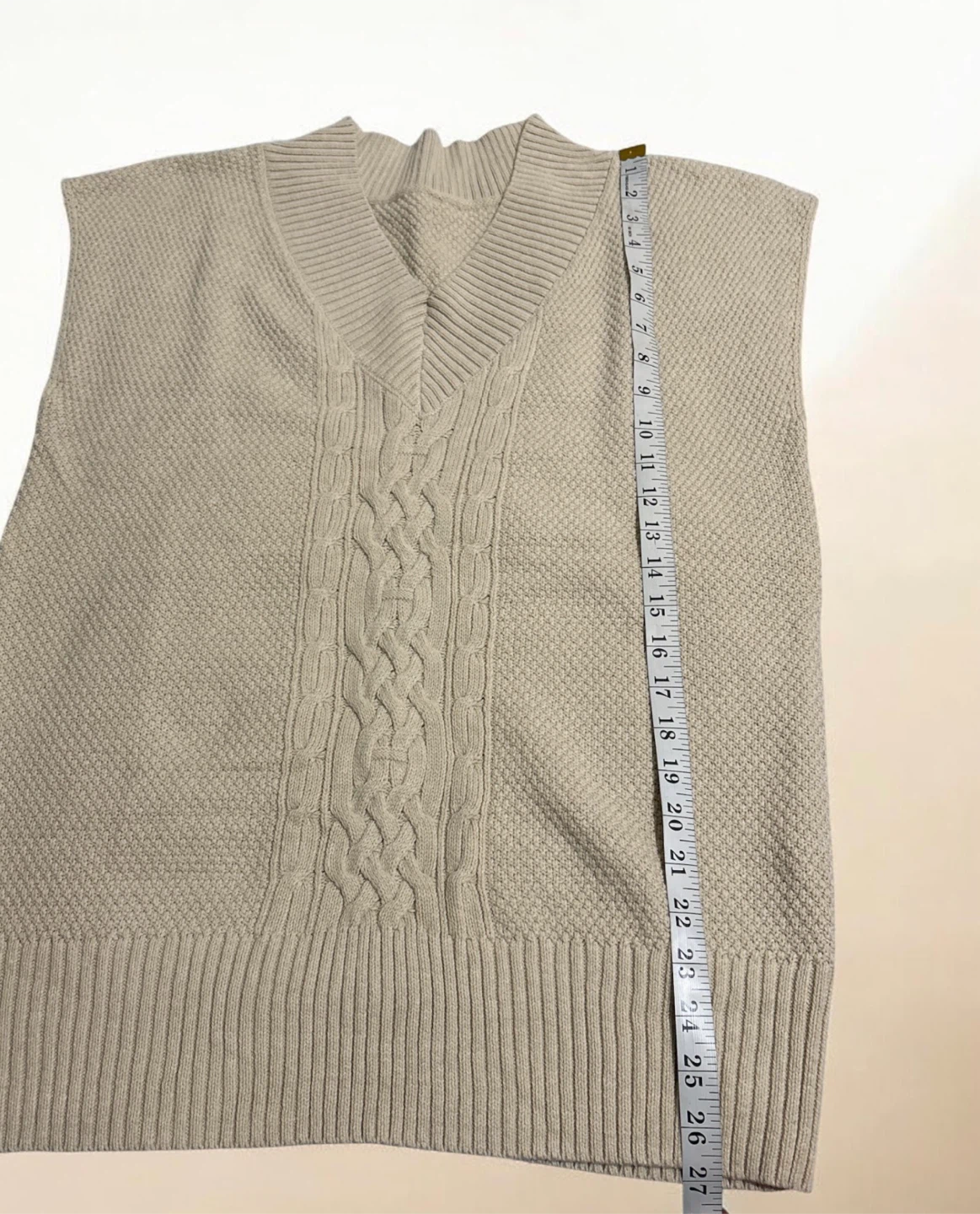 Beige Cable Knit Sweater Vest - photo 4