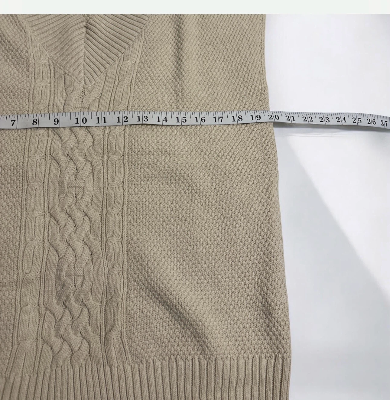 Beige Cable Knit Sweater Vest - photo 5