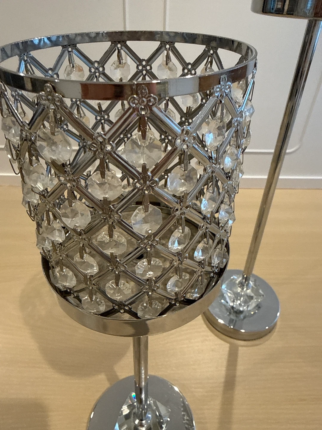 Set of 2 Crystal-Polished Chrome Candle Holders - photo 2