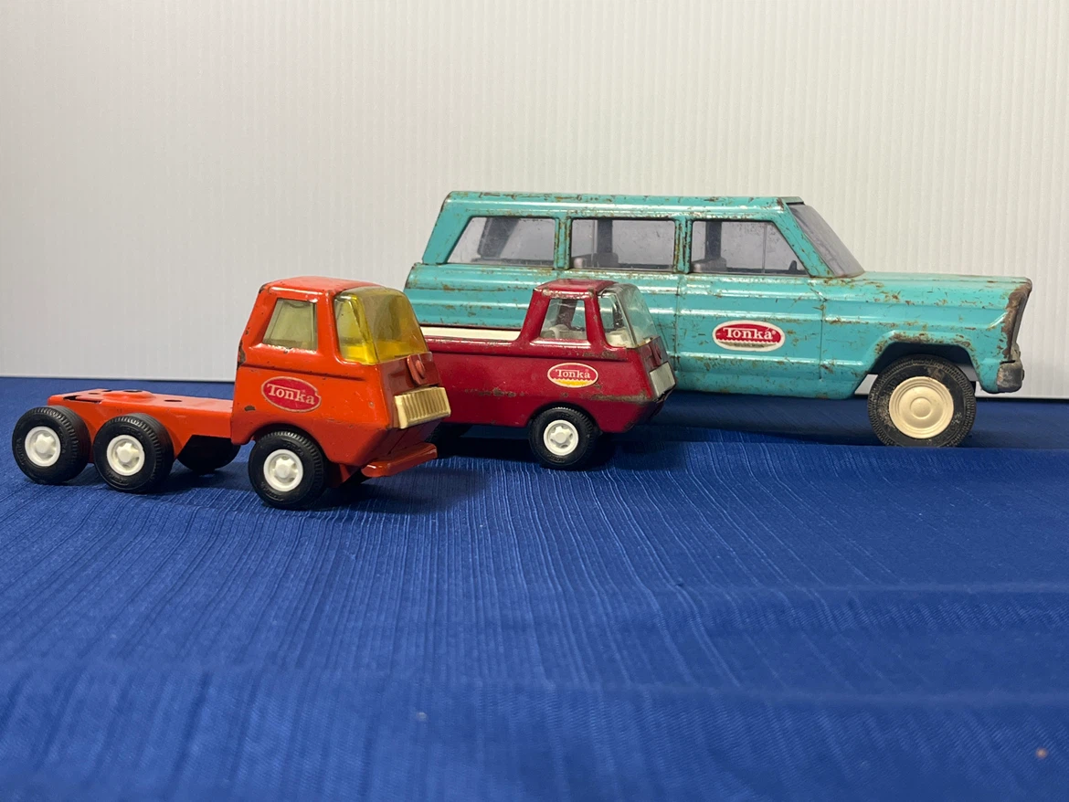 Vintage Tonka Lot (3 Pieces) - 1960s/70s Pressed Steel