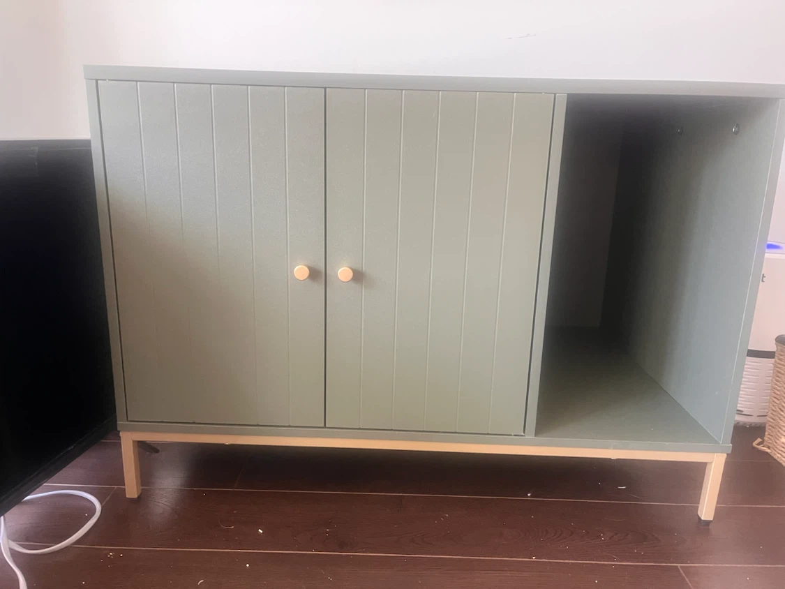 Green Cat Litter Box Enclosure Cabinet