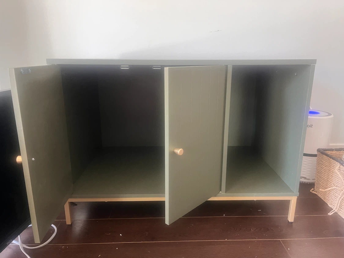 Green Cat Litter Box Enclosure Cabinet - photo 2