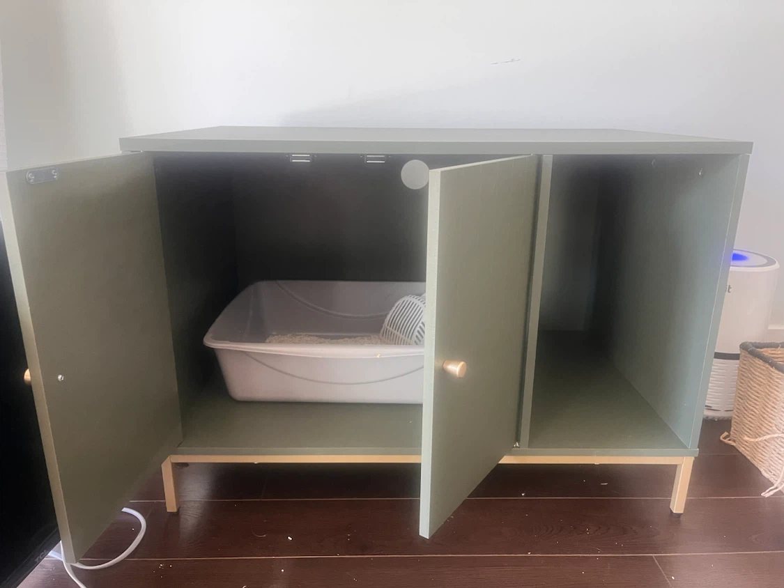 Green Cat Litter Box Enclosure Cabinet - photo 3