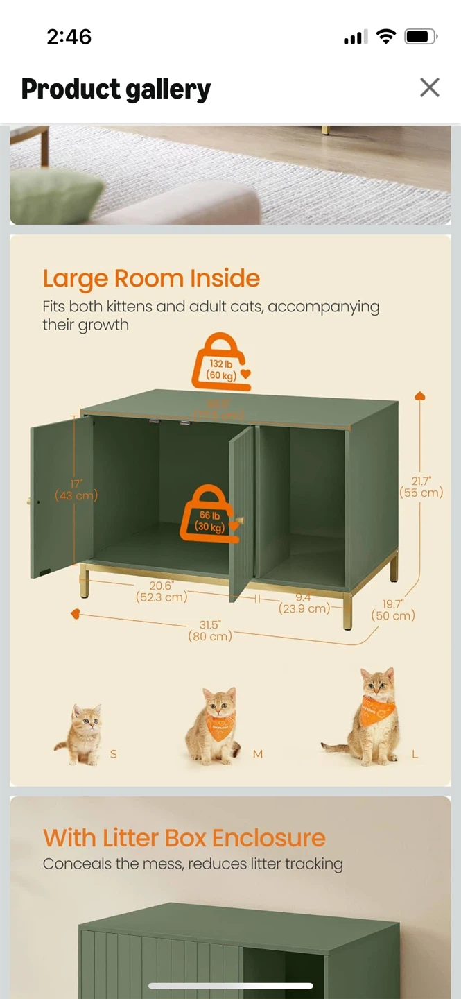 Green Cat Litter Box Enclosure Cabinet - photo 4