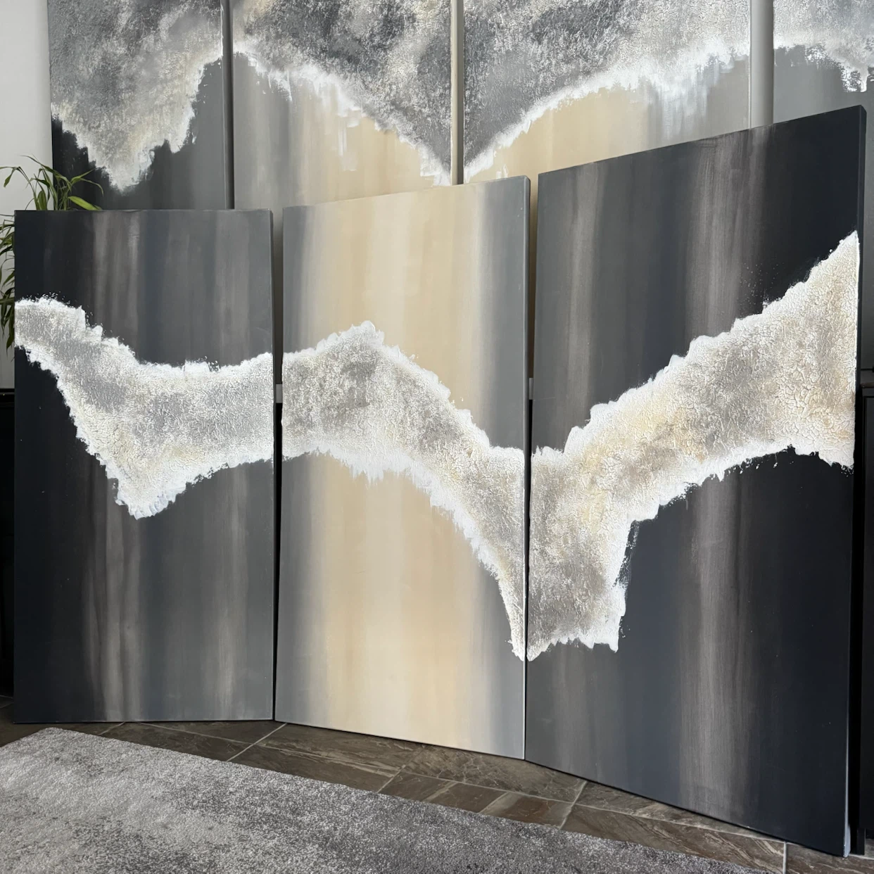 Oversized Original 3-Piece Abstract Canvas Set 7.5 x 5 ft
