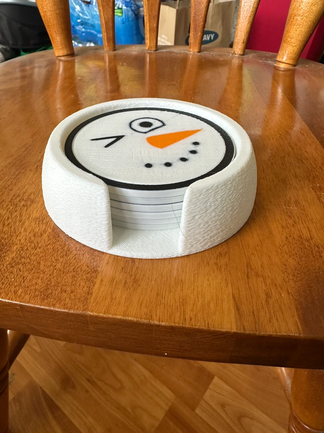 3D Printed Snowman Coaster Set