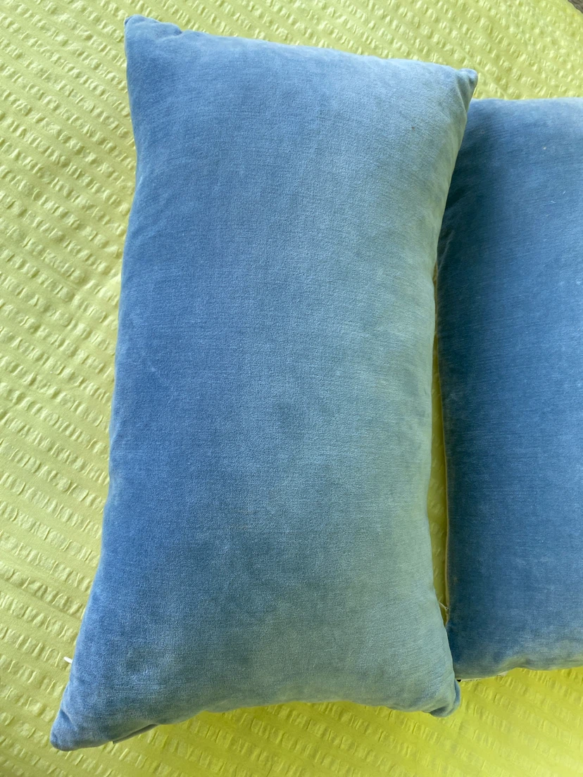 Two Blue Velvet Throw Pillows - photo 2