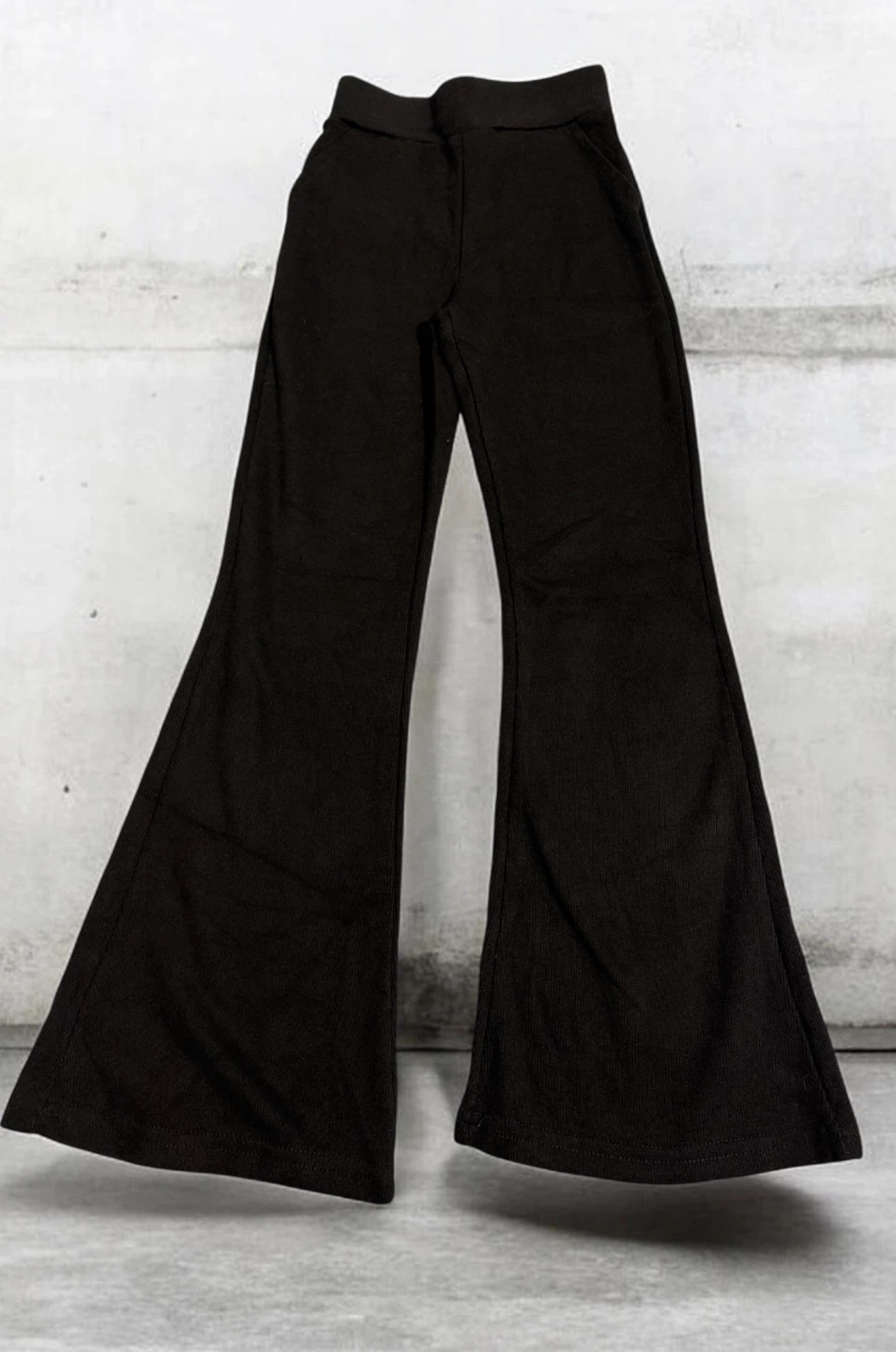 Black Ribbed Flare Pants