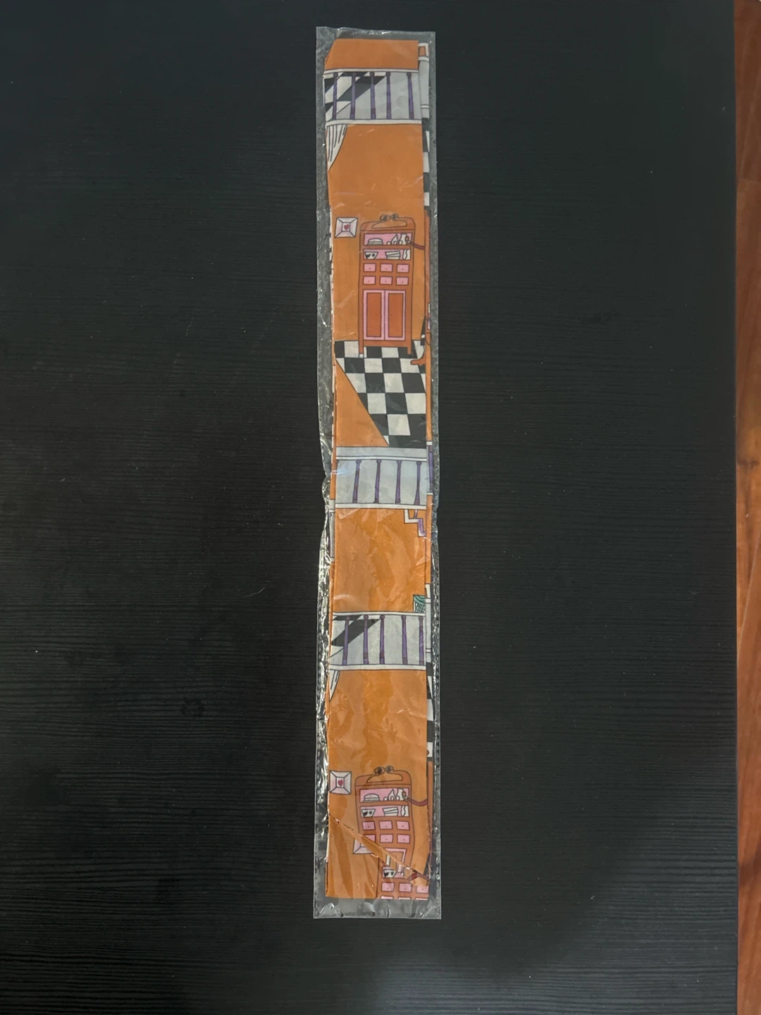 Orange Patterned Handbag Scarf