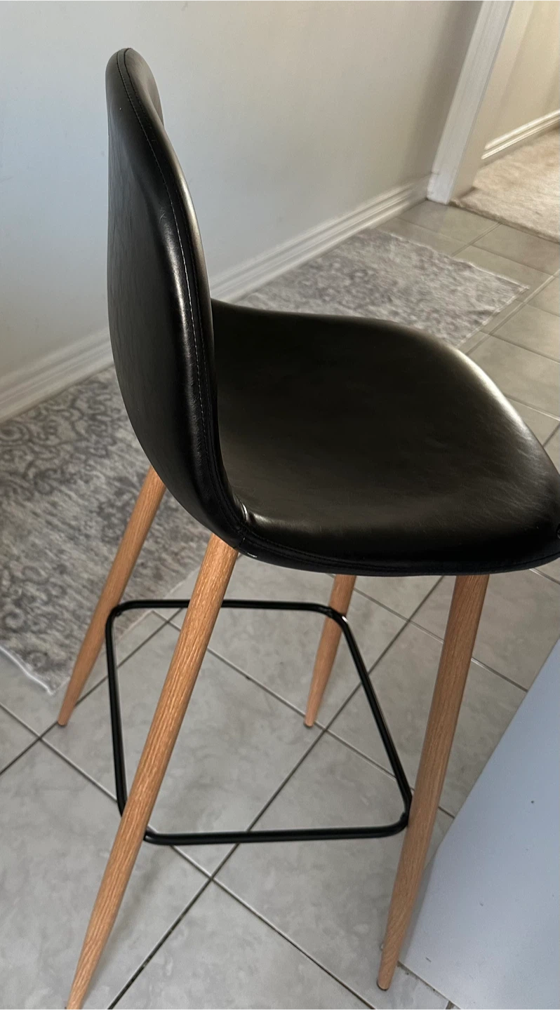 Modern Black Faux Leather Bar Stool