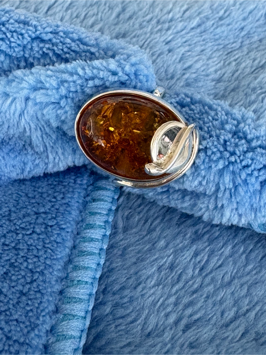 Sterling Silver and Amber Adjustable Ring