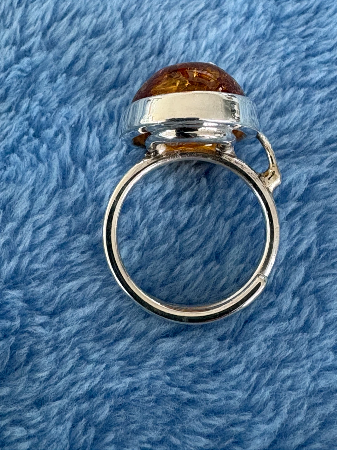 Sterling Silver and Amber Adjustable Ring - photo 3