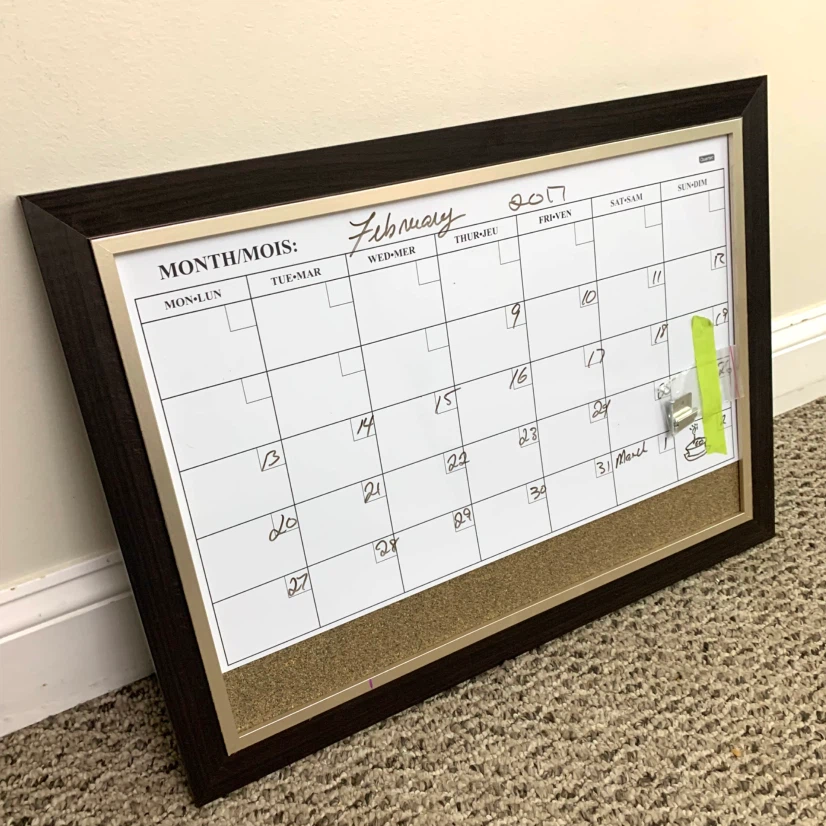 Monthly Calendar Whiteboard Wall Planner Dry Erase Board Cork