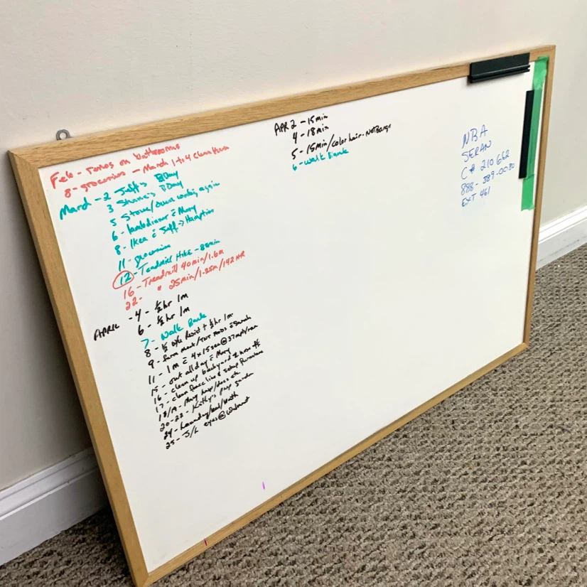 Whiteboard Dry Erase Board Wall Mounted Wood Frame Office Home