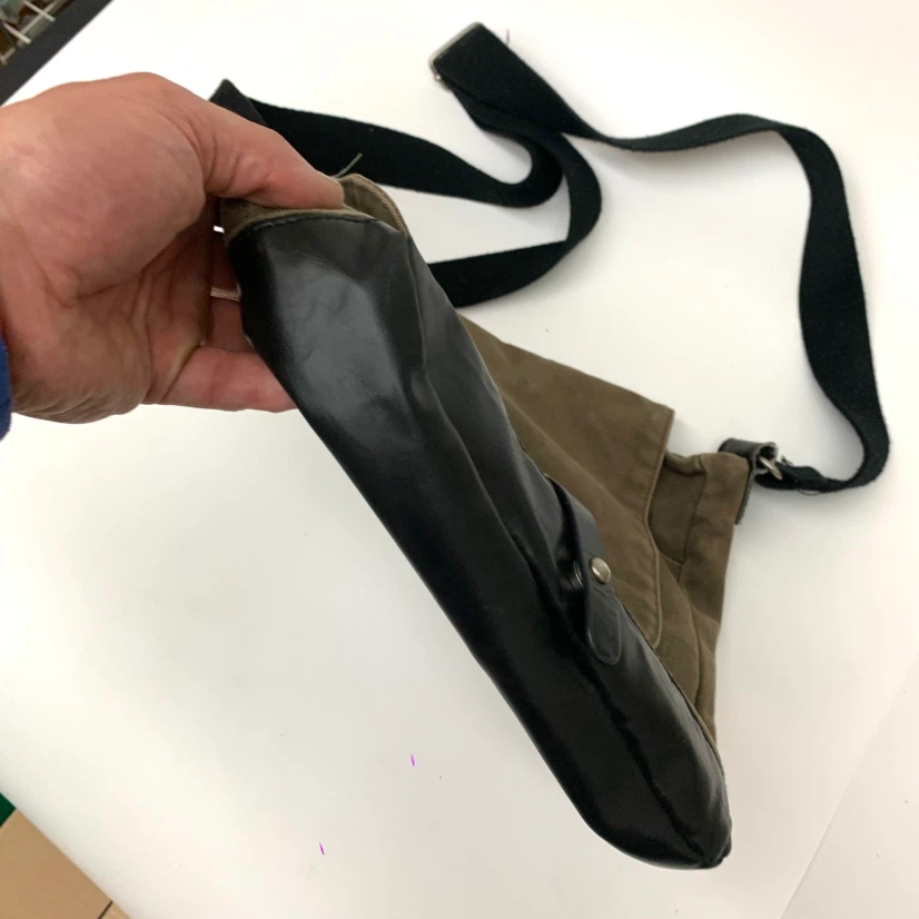 Canvas and Faux Leather Messenger Bag - photo 3