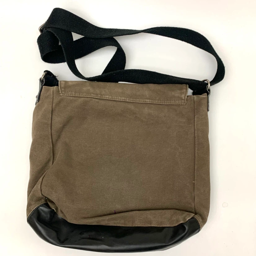 Canvas and Faux Leather Messenger Bag - photo 4