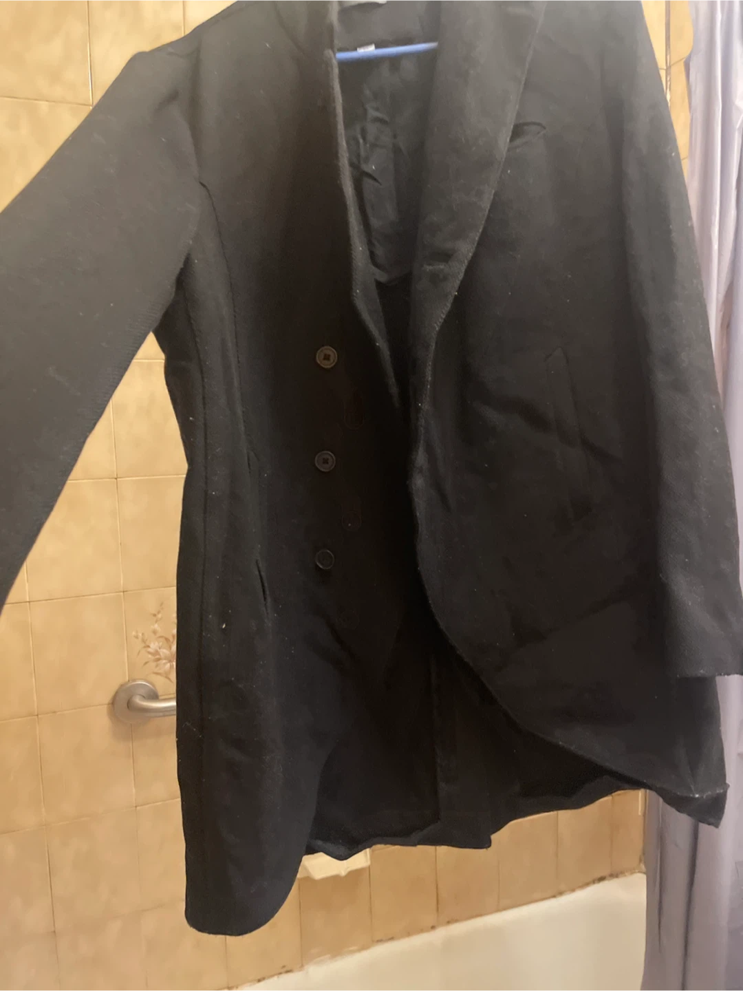 John Varvatos Black Wool Coat Size 50