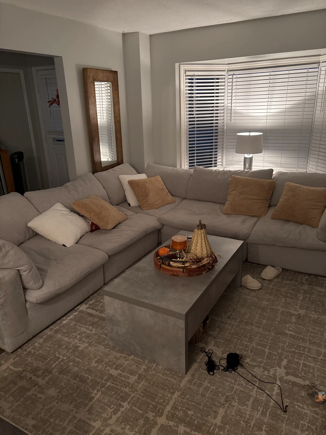 Large Light Grey Sectional Sofa