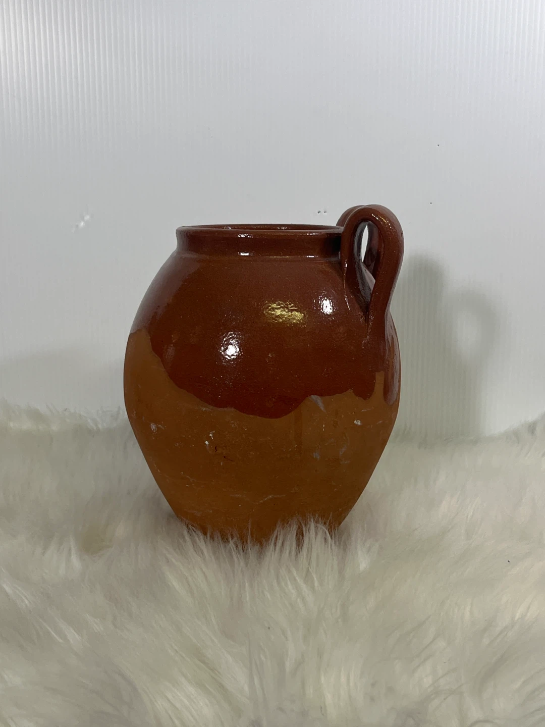 Vintage/Antique Glazed Terracotta Confit Pot - Rustic Home Decor