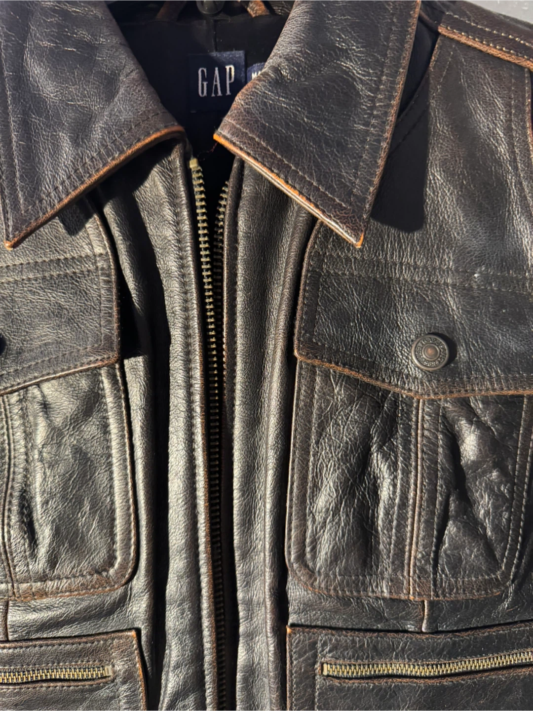 Gap Brown Leather Jacket - photo 4