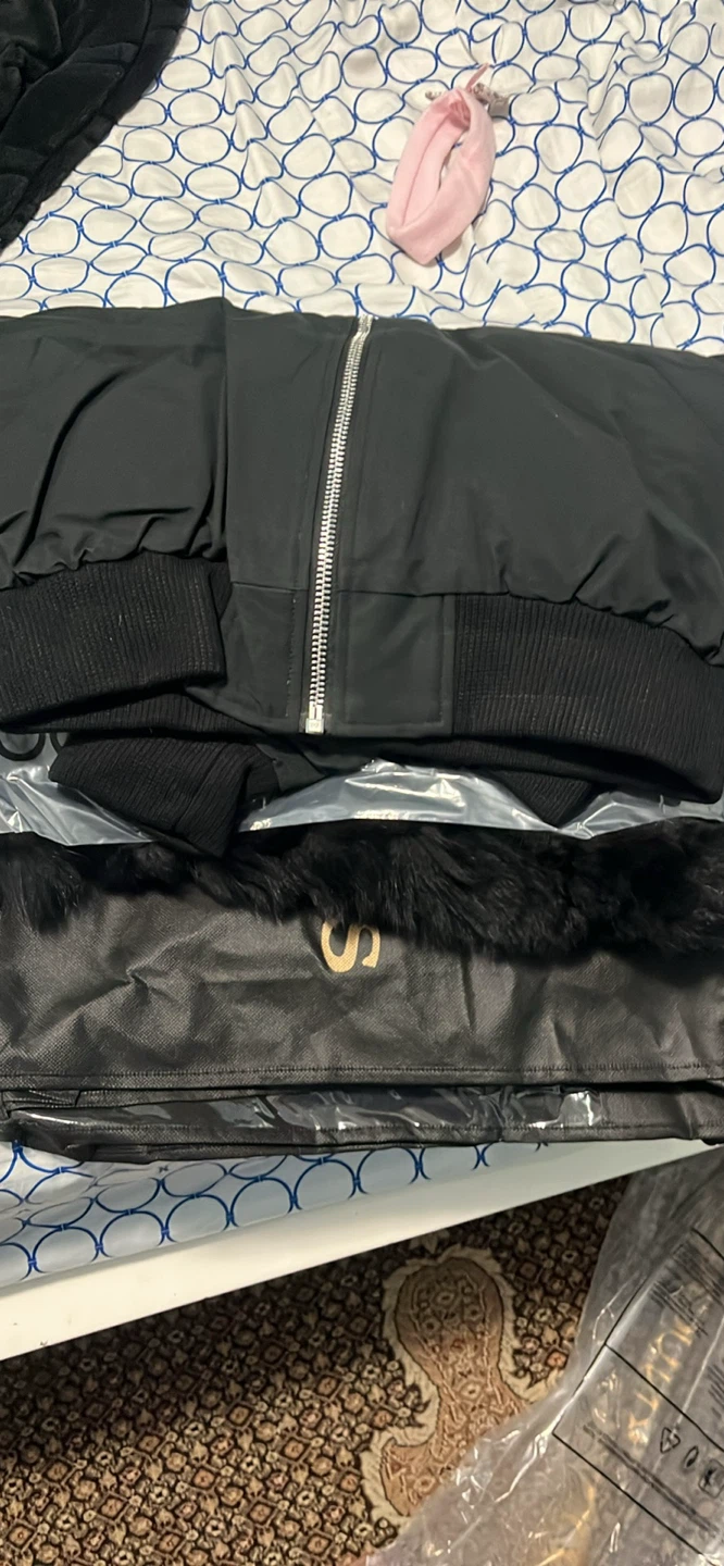 Moose Knuckles Black Fur Bomber Jacket