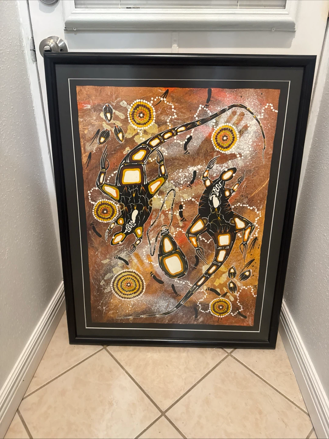 Framed Aboriginal Dot Art Painting
