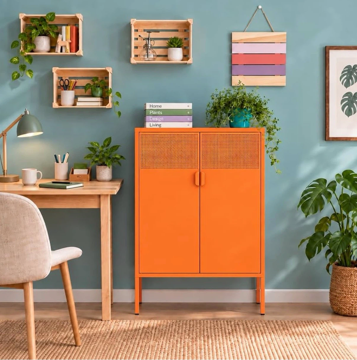 Orange Metal Storage Cabinet - photo 2