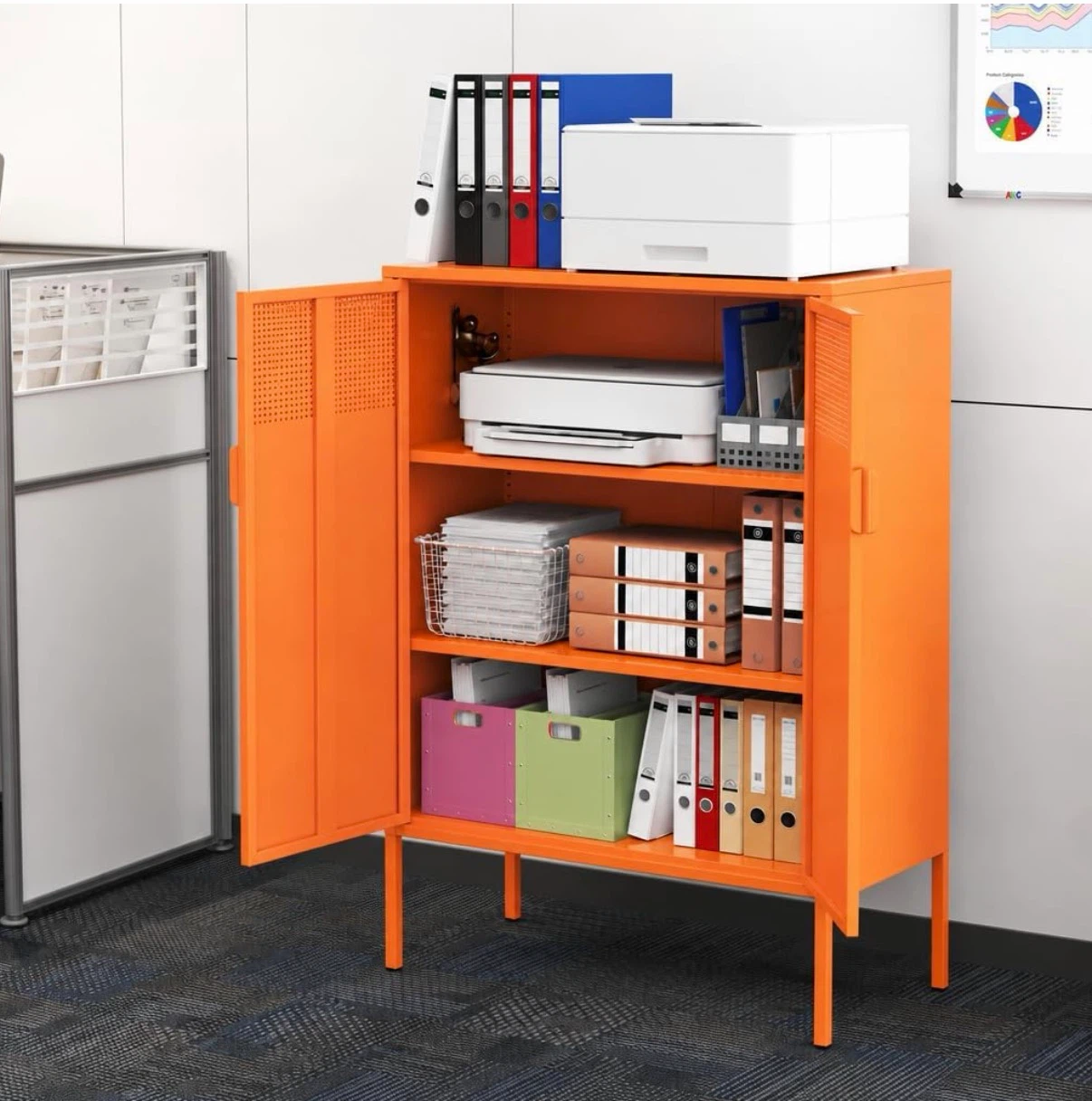 Orange Metal Storage Cabinet - photo 3