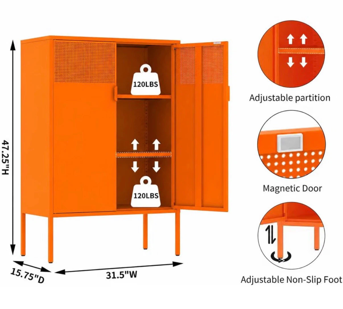 Orange Metal Storage Cabinet - photo 4