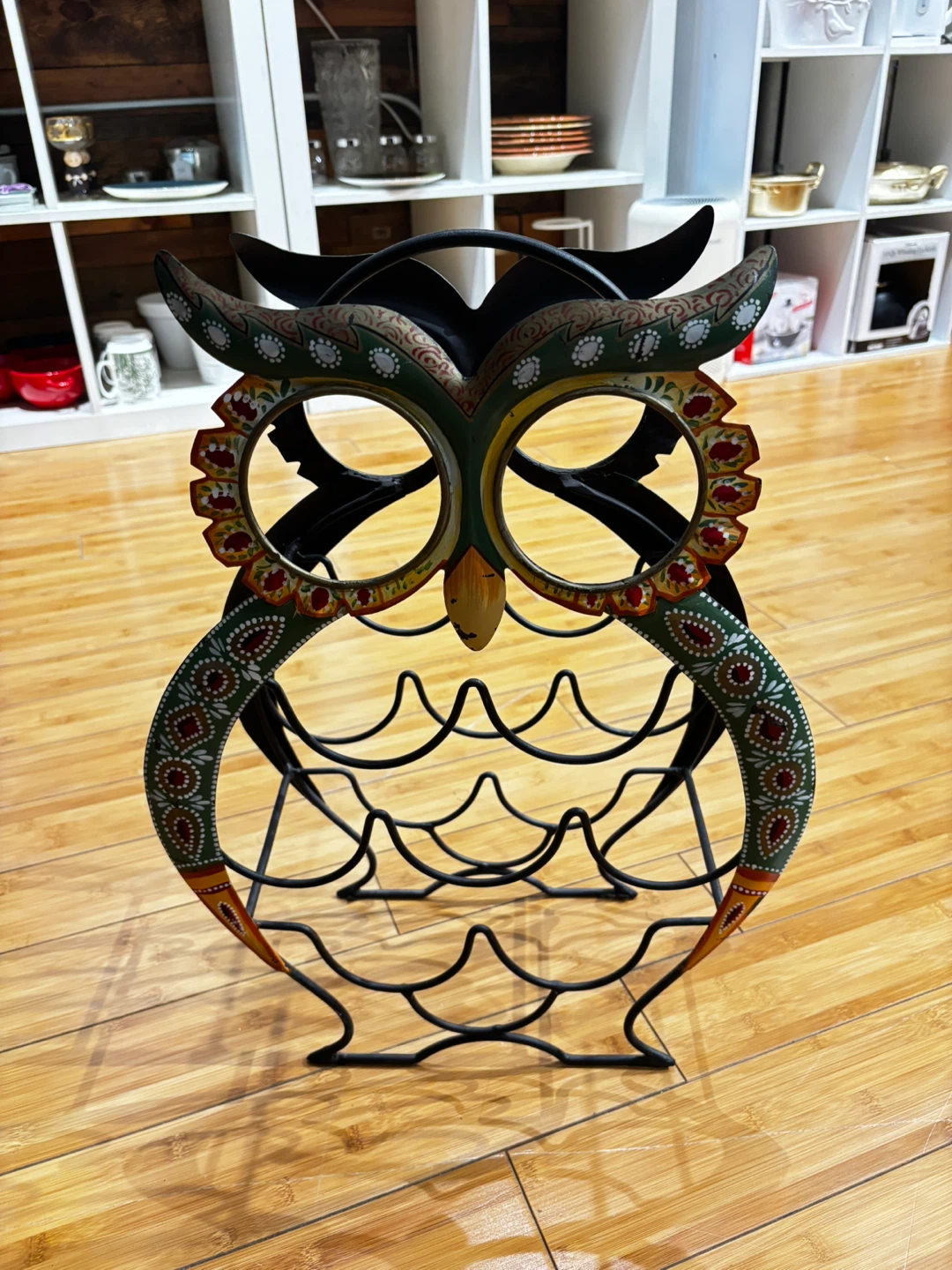 Hand-painted Metal Owl Wine Rack - photo 3