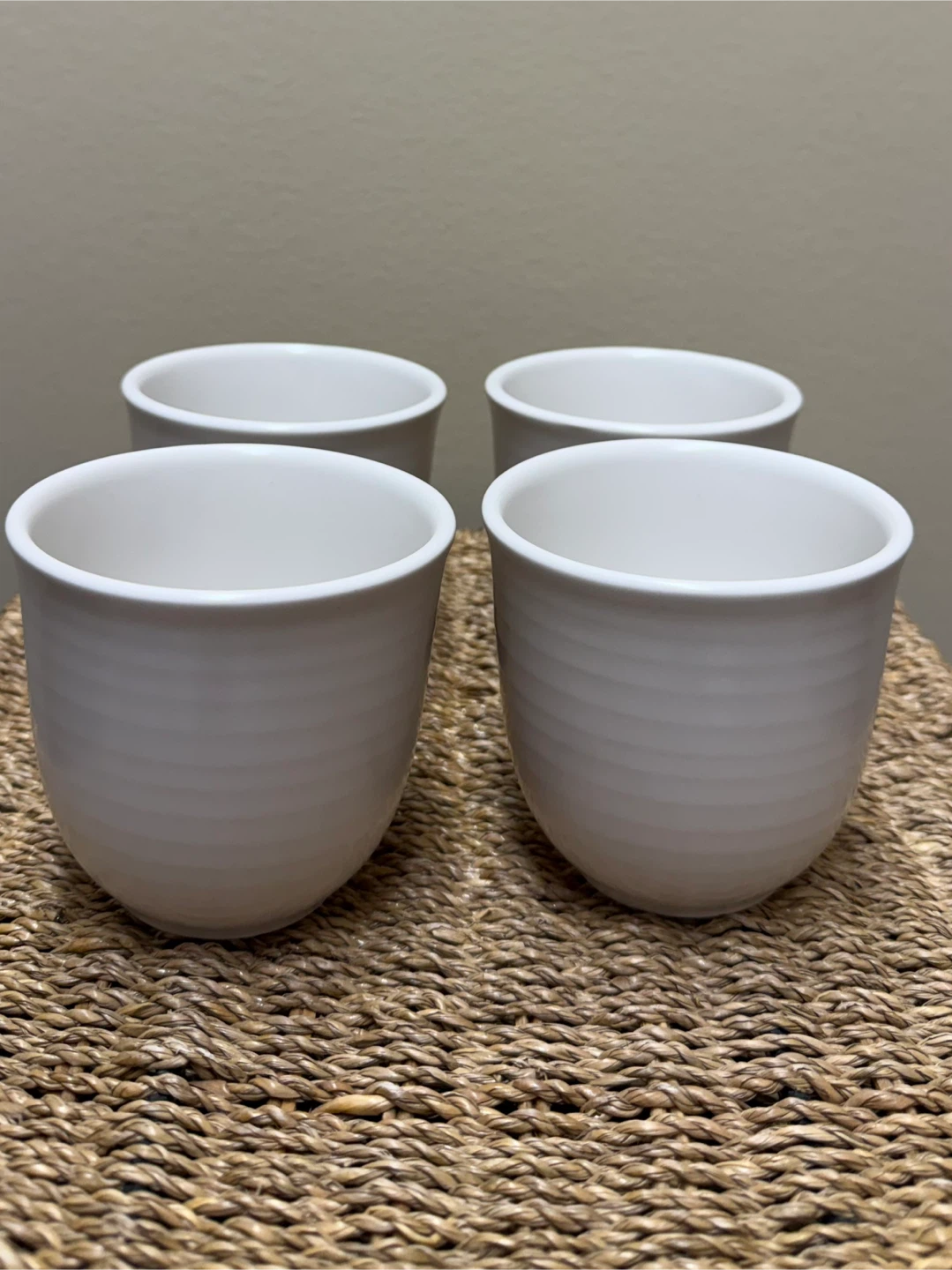 Set of 4 white Dudson “Evolution” cups/tumblers made in England.