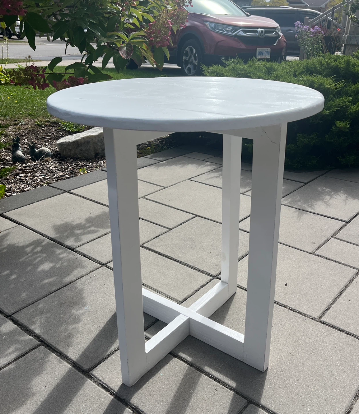 White wooden bistro table