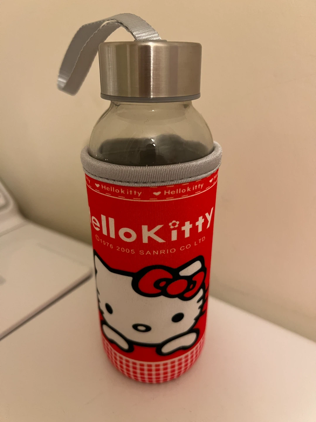 Hello Kitty Glass Water Bottle with Sleeve