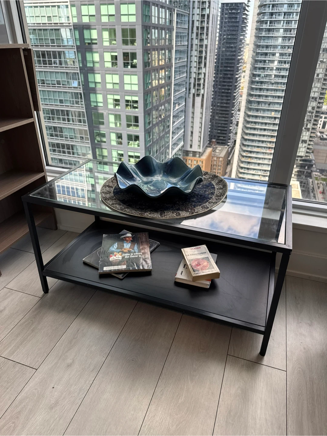 Black Metal and Glass Coffee Table - photo 2