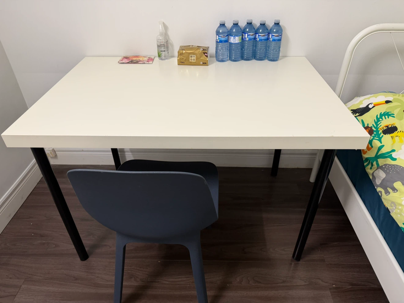 Ikea White desk with black legs