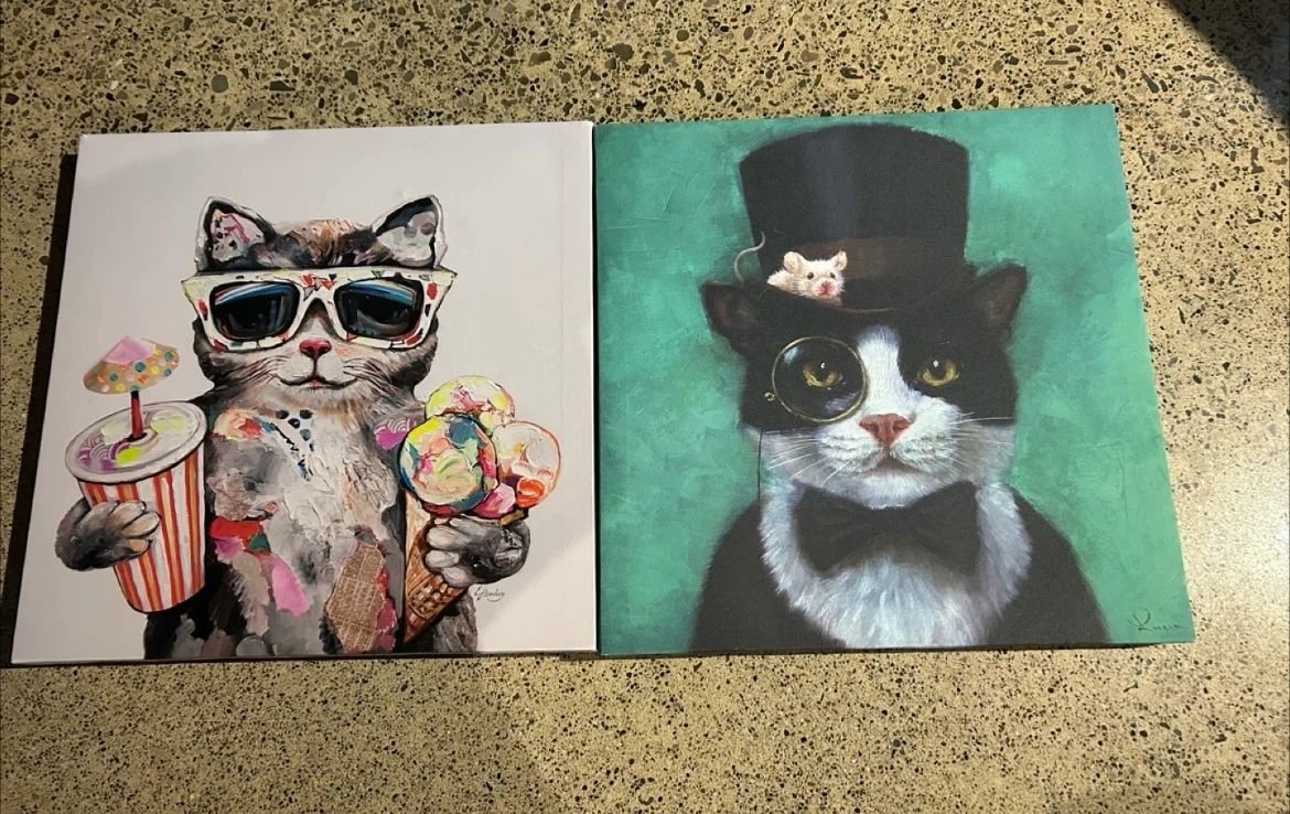 Two whimsical canvas wall art prints