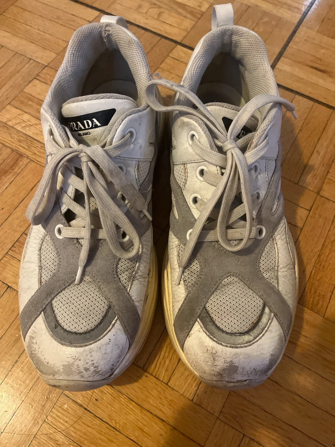 Prada White and Grey Sneakers