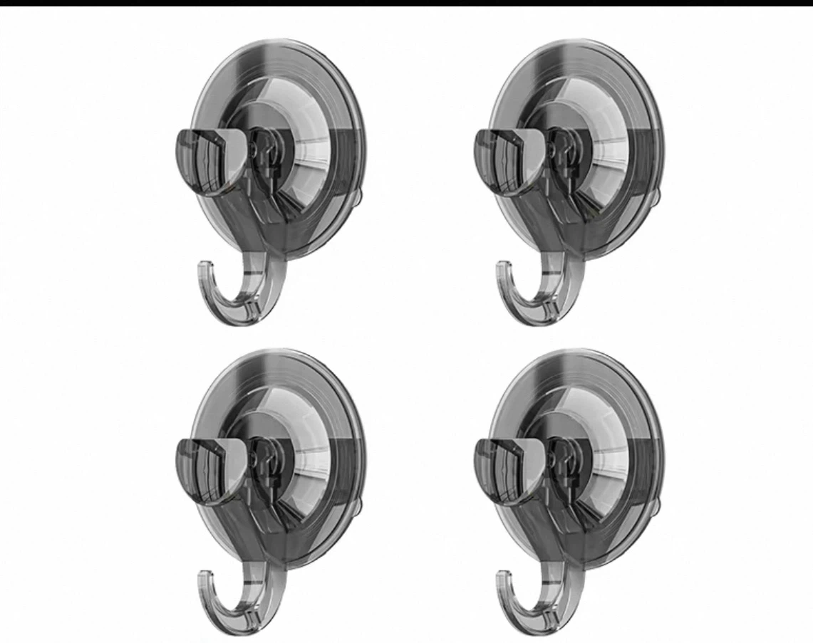 Set of 4 Clear Suction Cup Hooks