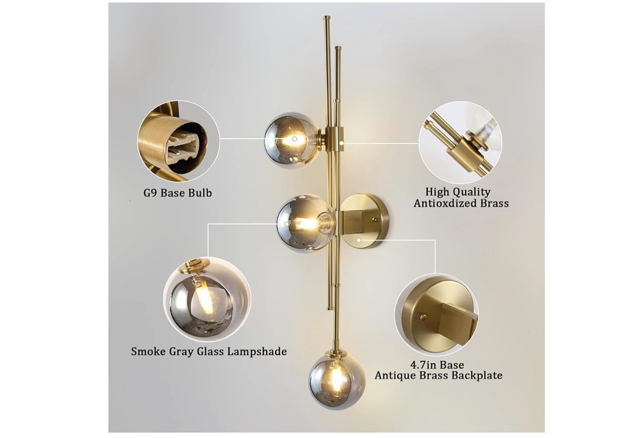 Bathroom Vanity Lights 3 Lights Glass Globe - photo 3