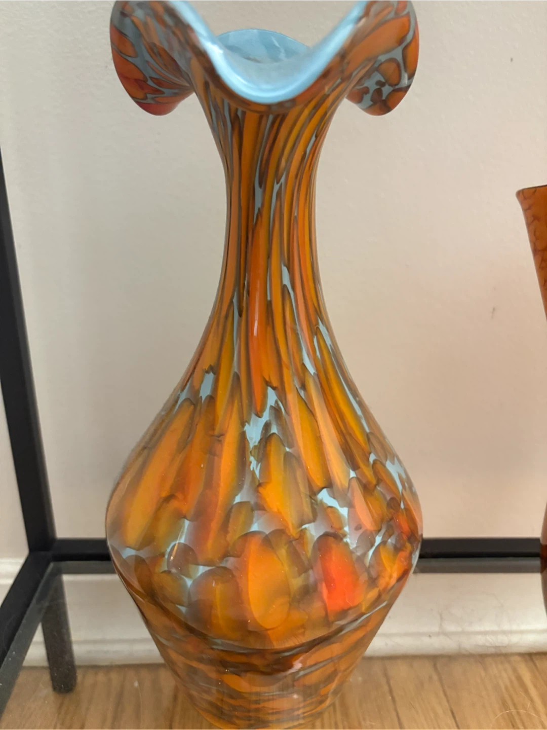 Vintage 1960s Hand-Blown Art Glass Vase