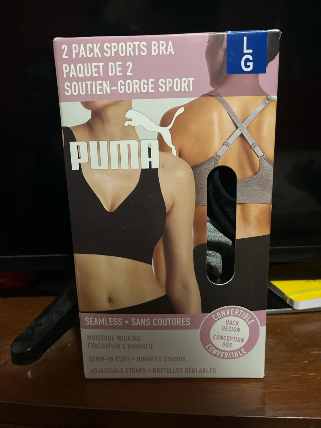 Puma 2 Pack Sports Bra Large