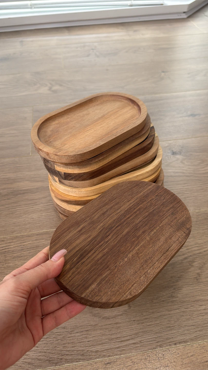 Brand New Luxury Wood Oval Serving Tray / Dessert Plate - photo 4
