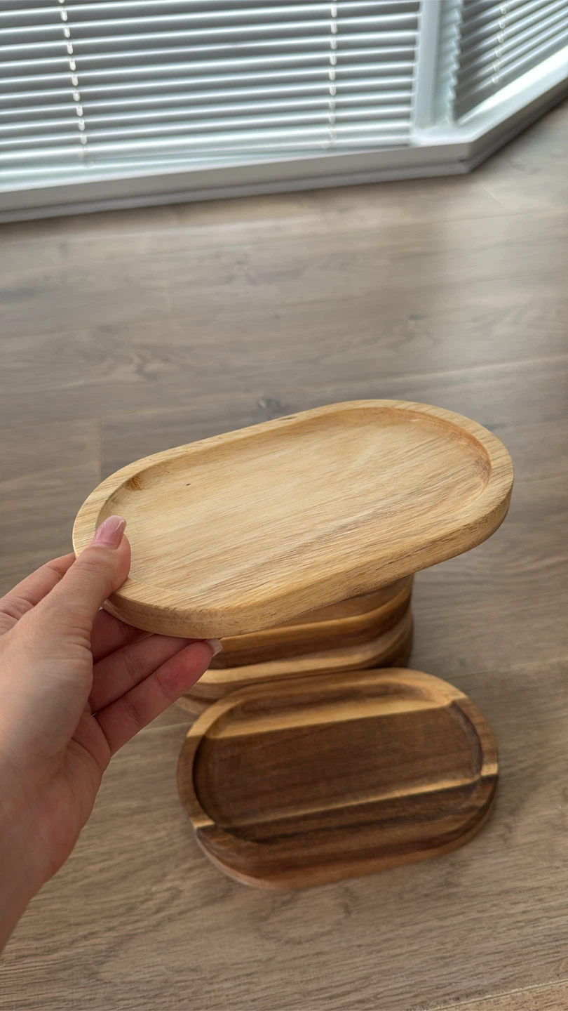 Brand New Luxury Wood Oval Serving Tray / Dessert Plate - photo 5