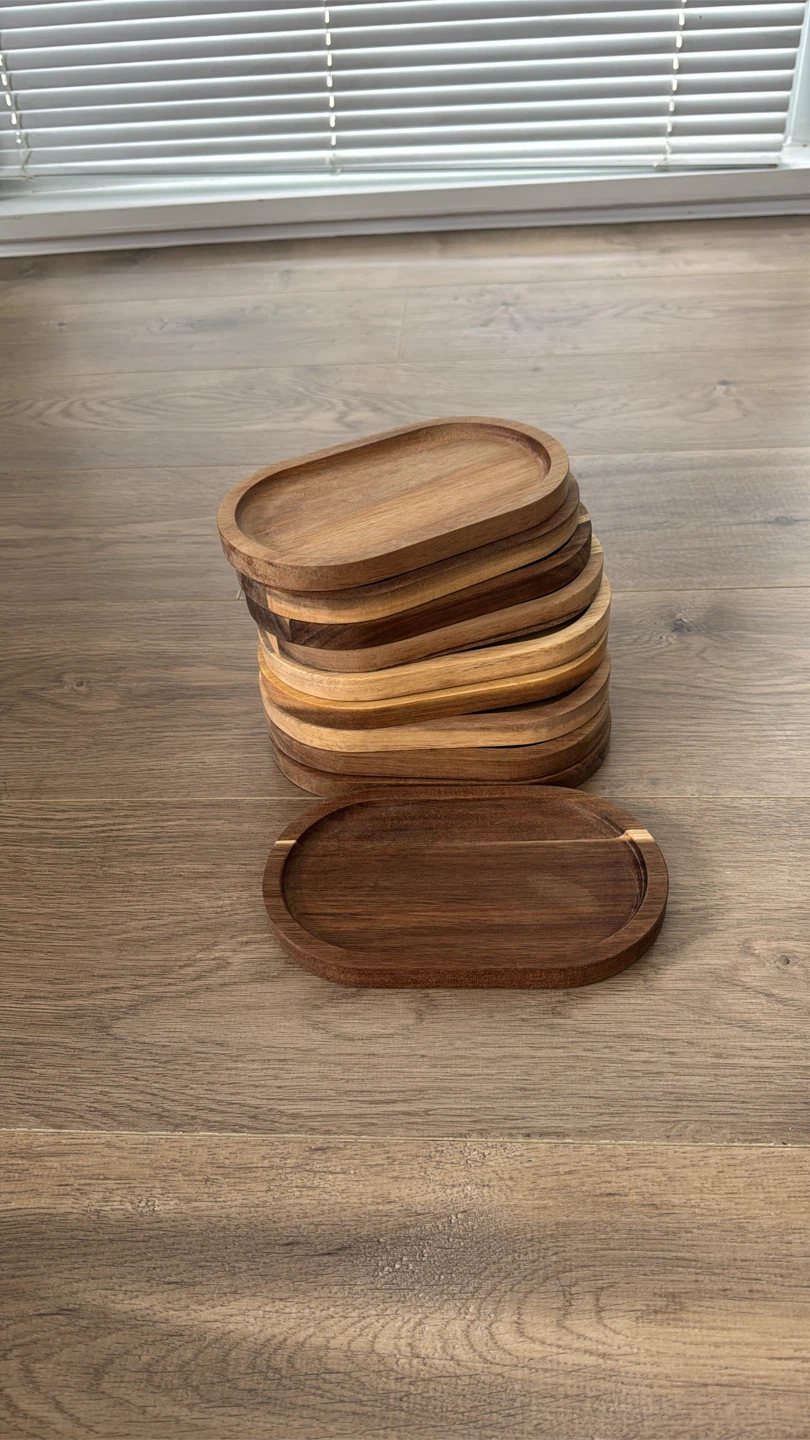 Brand New Luxury Wood Oval Serving Tray / Dessert Plate - photo 3