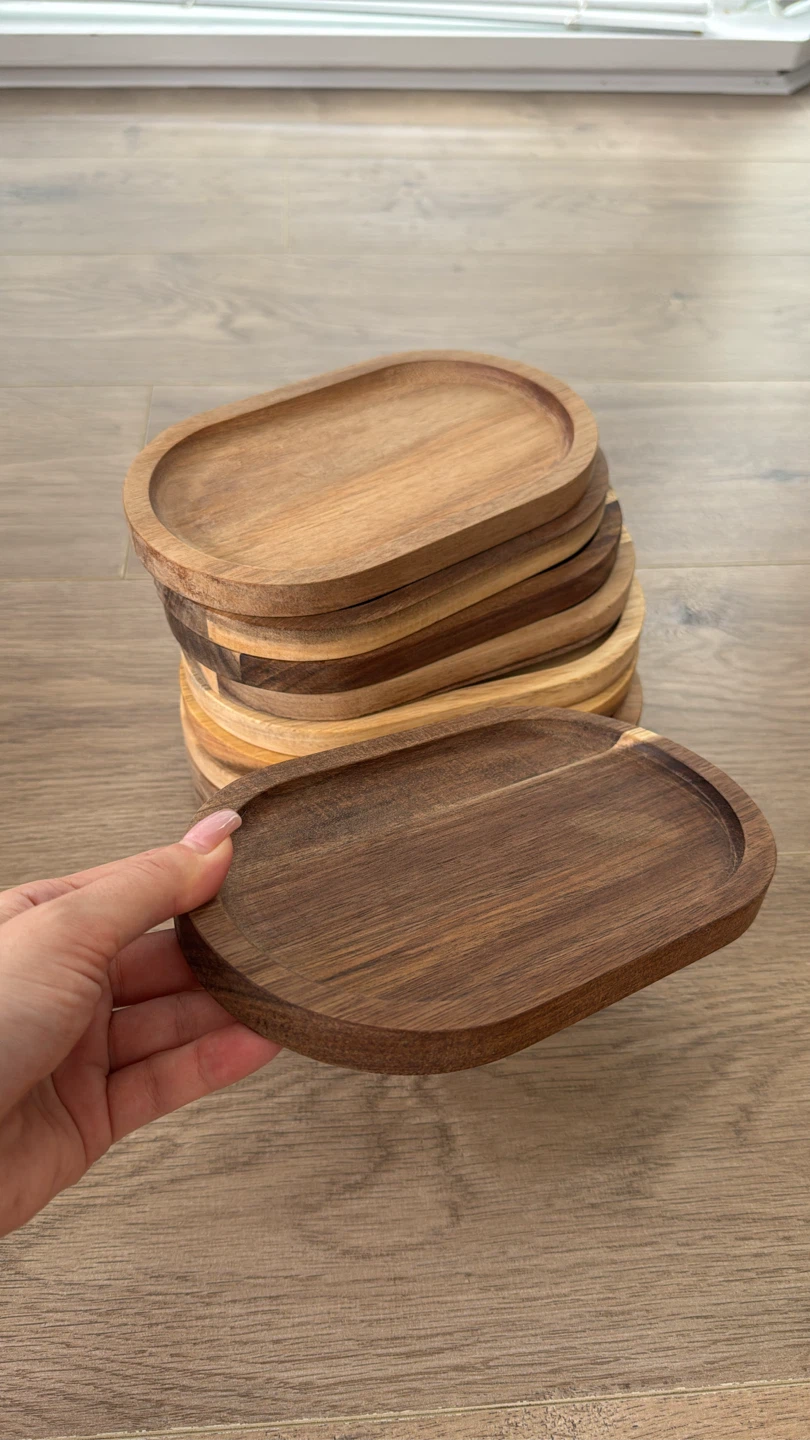 Brand New Luxury Wood Oval Serving Tray / Dessert Plate - photo 2