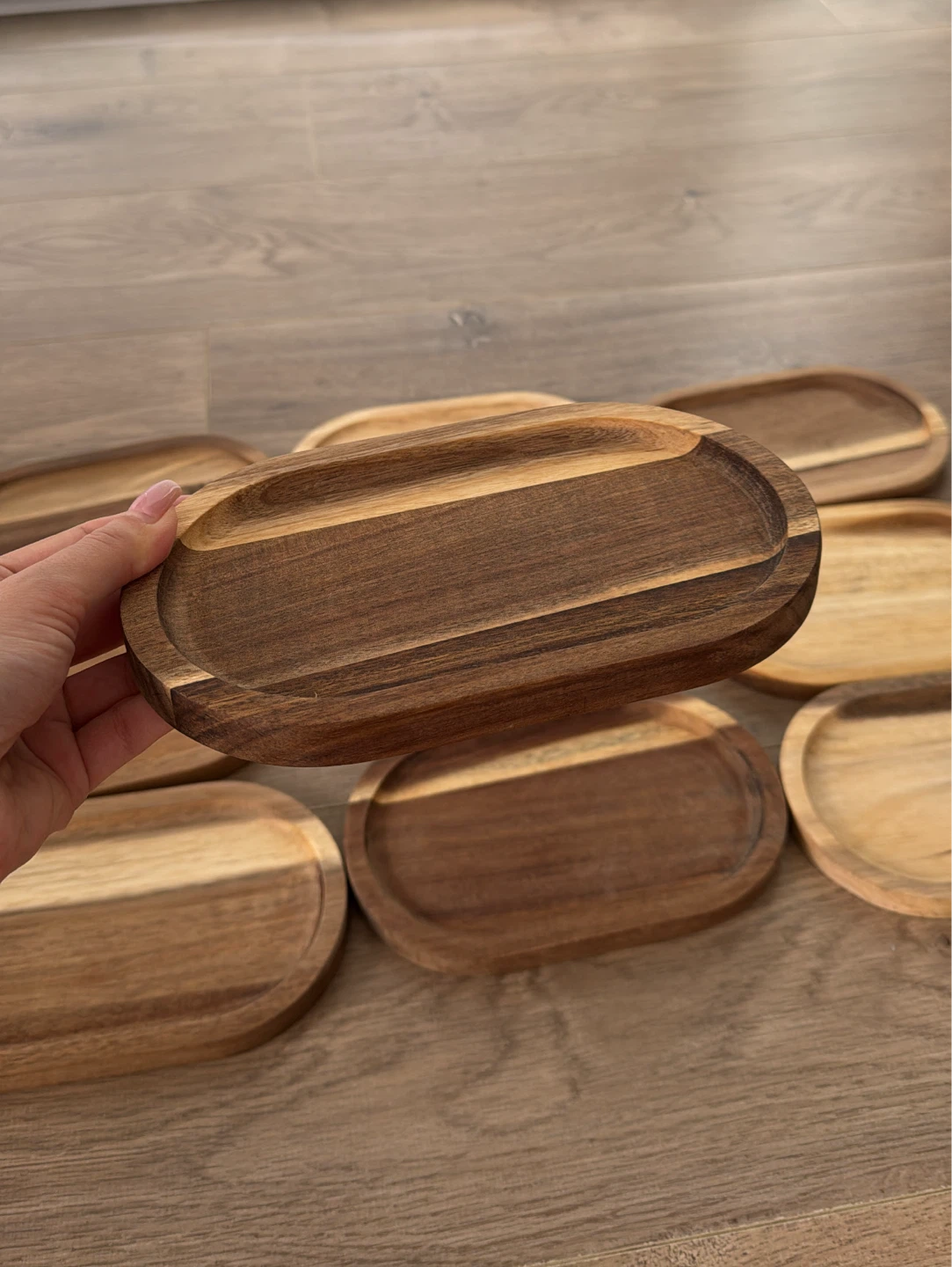 Brand New Luxury Wood Oval Serving Tray / Dessert Plate