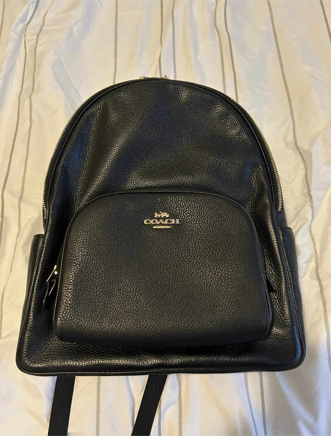 Coach black leather backpack