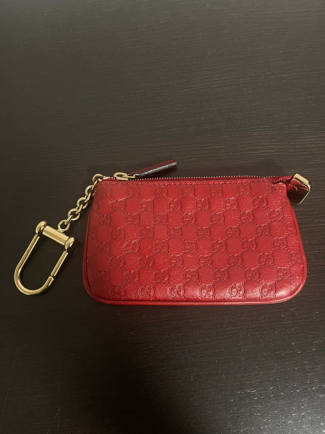 GUCCI Red Micro Guccissima Pochette Key Coin Case Cardholder - photo 2